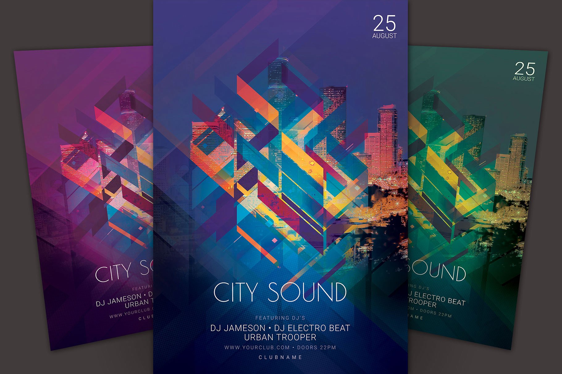 抽象城市之音派对活动宣传单设计模板 City Sound Flyer Template插图