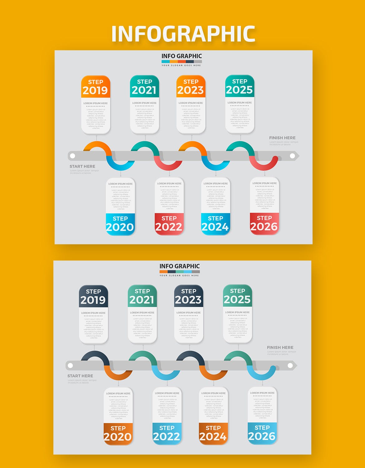 信息图表之里程碑大事记图形设计素材 Timeline Infographics design插图(1)