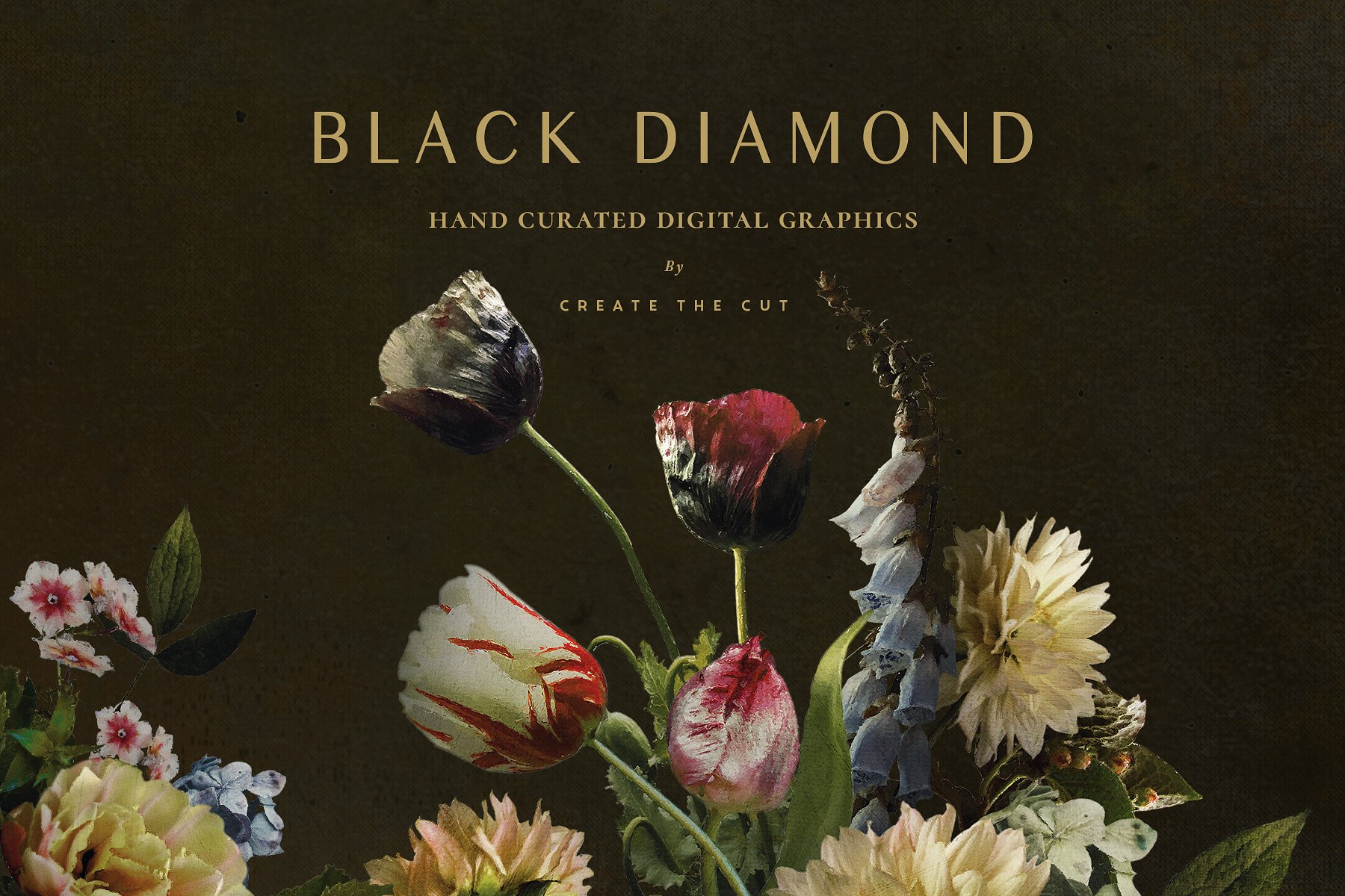 复古风格花卉透明背景剪贴画 Limited Edition – Black Diamond插图(9)