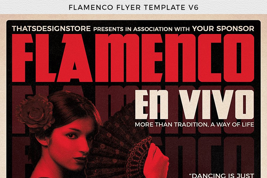 弗拉明戈吉他演奏宣传海报设计PSD模板V6 Flamenco Flyer PSD V6插图(6)