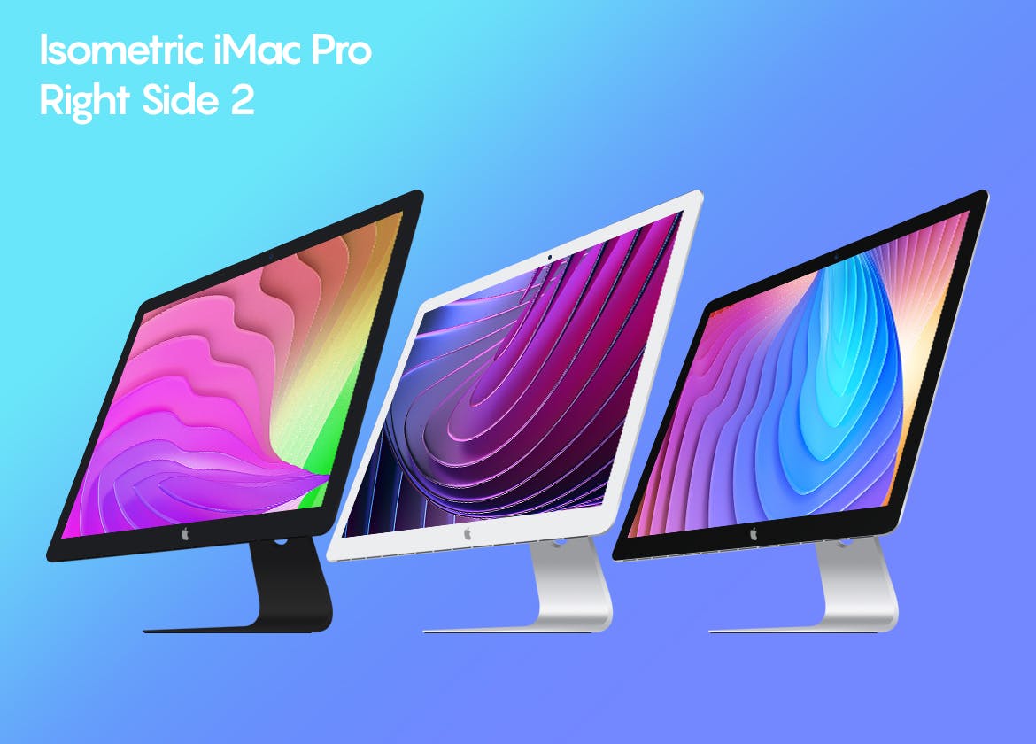 iMac一体机网站设计效果图预览样机素材v1 Isometric iMac Pro Mockup插图(4)