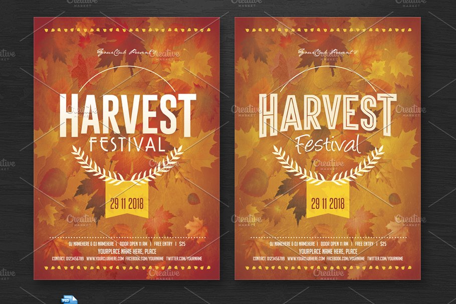 收获感恩节传单海报模板 Harvest Festival Flyer插图