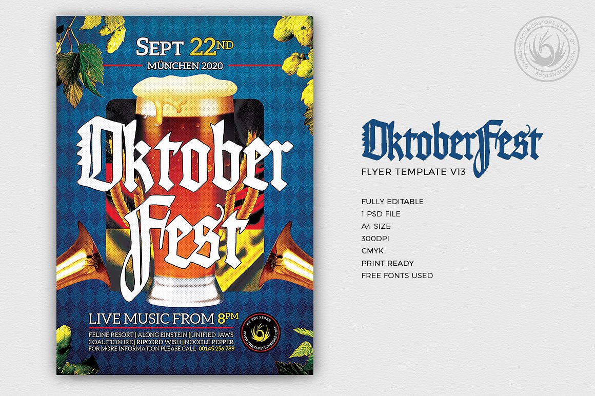 卡拉OK音乐派对传单PSD模板v13 Oktoberfest Flyer PSD V13插图(1)