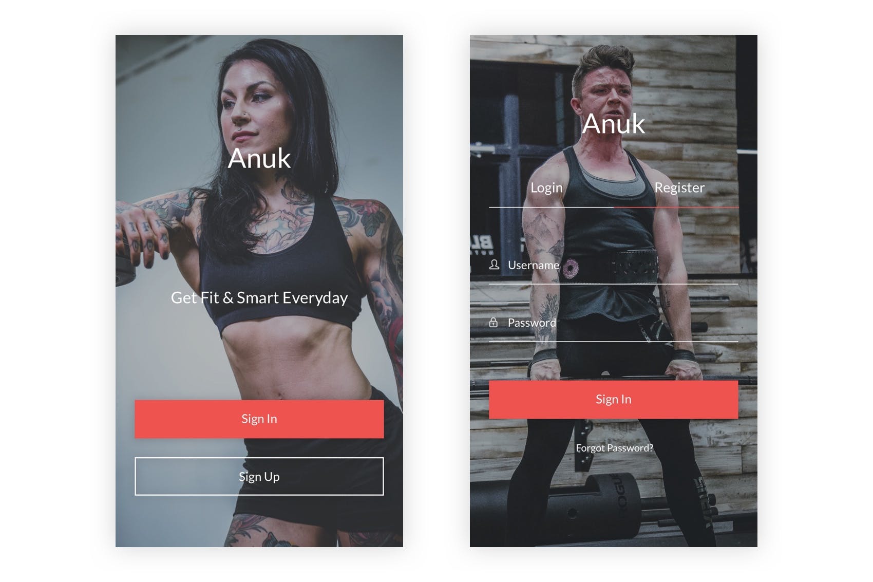 健身运动主题APP应用UI设计套件for Adobe XD Anuk – Fitness & Workout Adobe XD UI Kit插图(1)