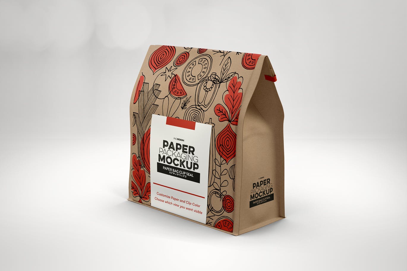 面包外带食品包装纸袋外观设计样机 Paper Bags with Clip Seal Packaging Mockup插图(1)