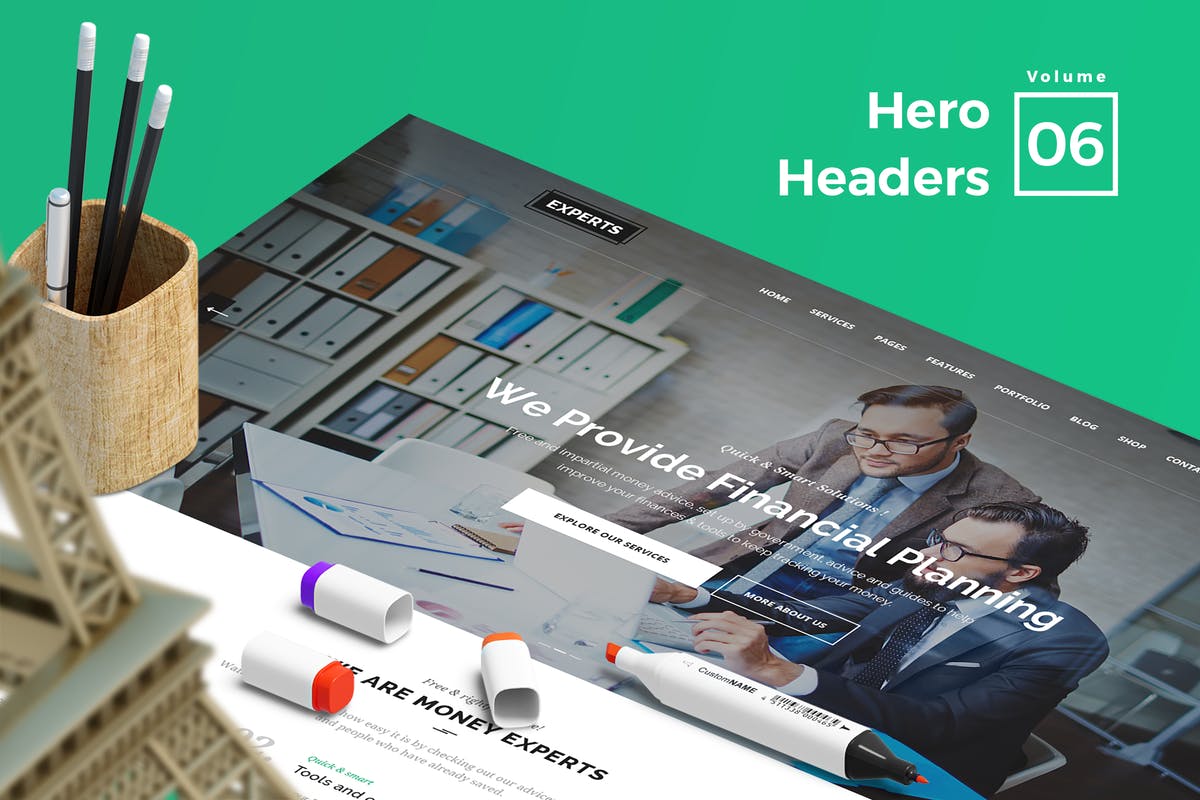 网站头部设计巨无霸Header设计模板V6 Hero Headers for Web Vol 06插图