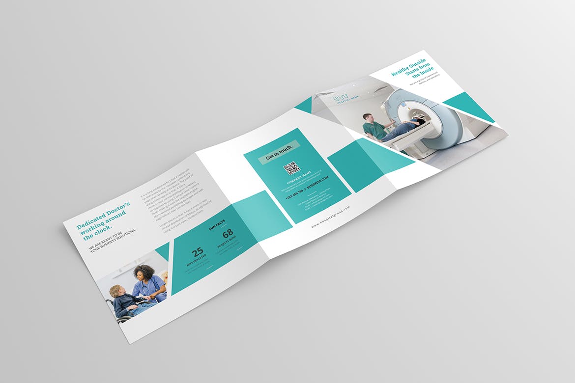 医疗健康行业方形三折页宣传册设计模板 Medical Square Trifold Brochure插图(3)