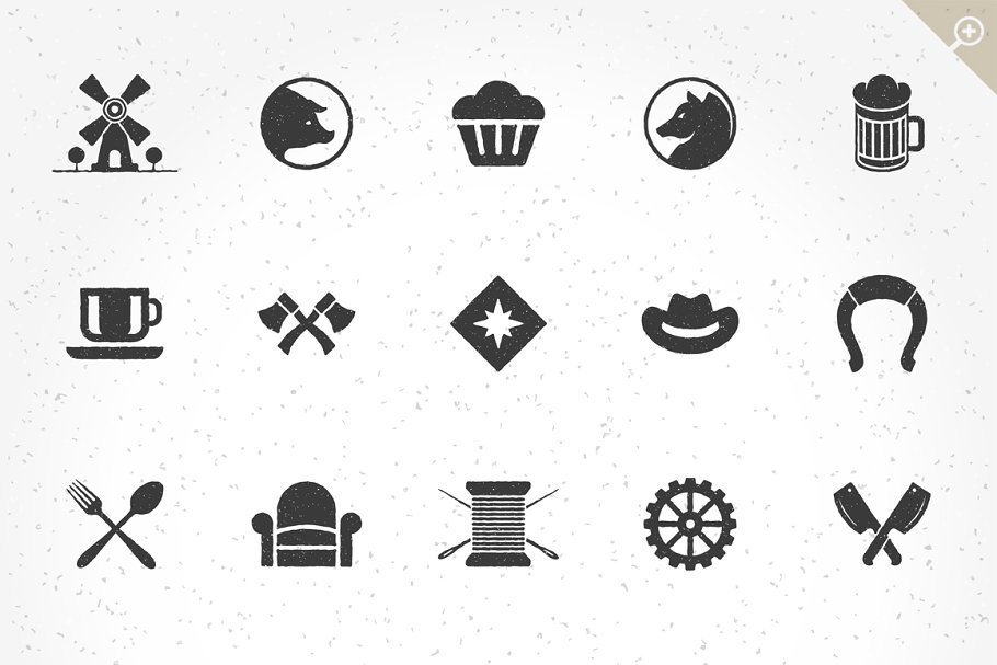 100款复古风格Logo徽章设计元素 100 Retro objects for logos插图(1)