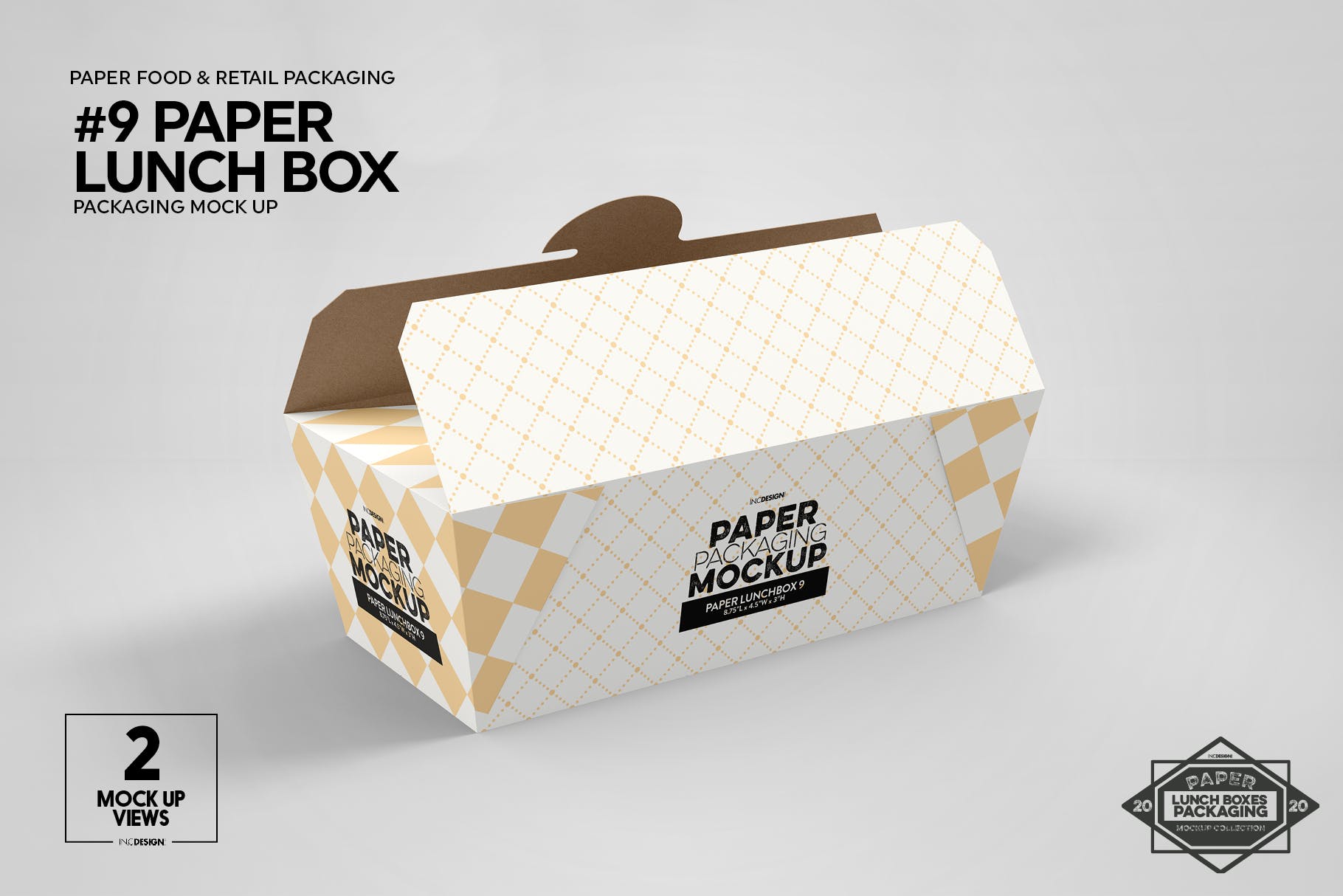 午餐外卖外带包装纸盒设计图样机 Paper Lunch Boxes Packaging Mockups插图(9)