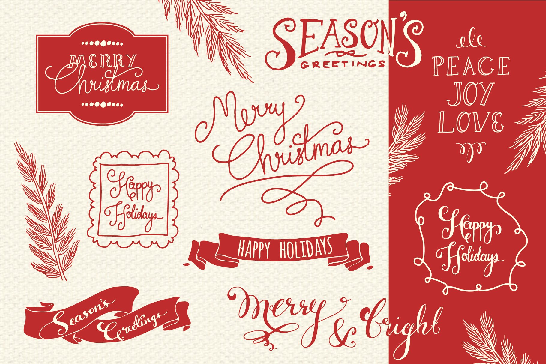 圣诞主题图层叠层素材 Christmas Overlays Set 2 – Vector插图