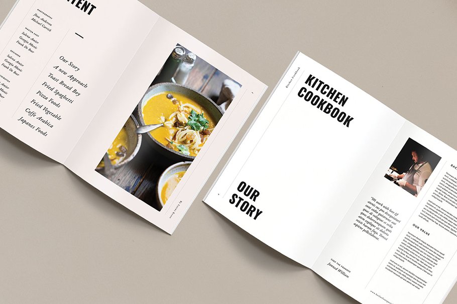 极简创意美食菜单食谱宣传册设计模板插图(1)