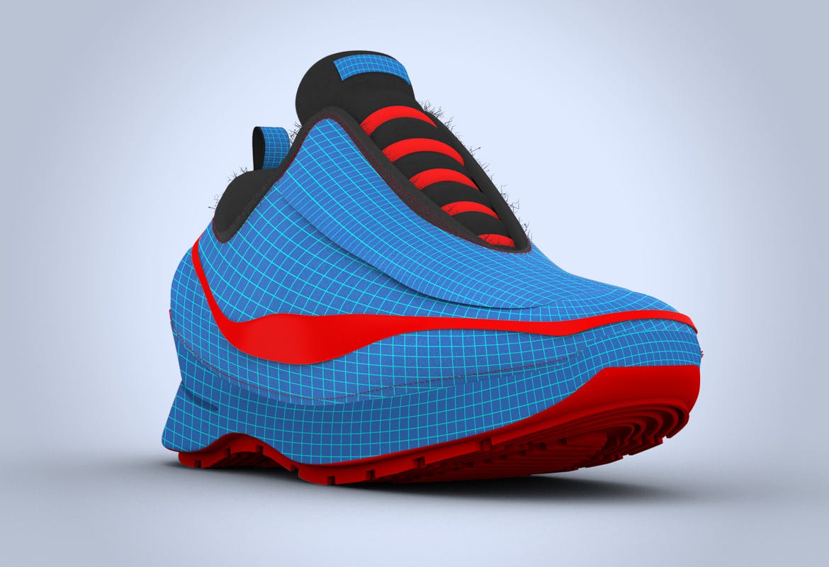 运动鞋外观设计效果预览样机PSD模板 Sneaker Diagonal View PSD Mock-up插图(2)