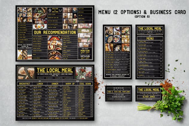 餐厅小食店横向网格菜单PSD模板 Industrial Grid Menu插图(3)