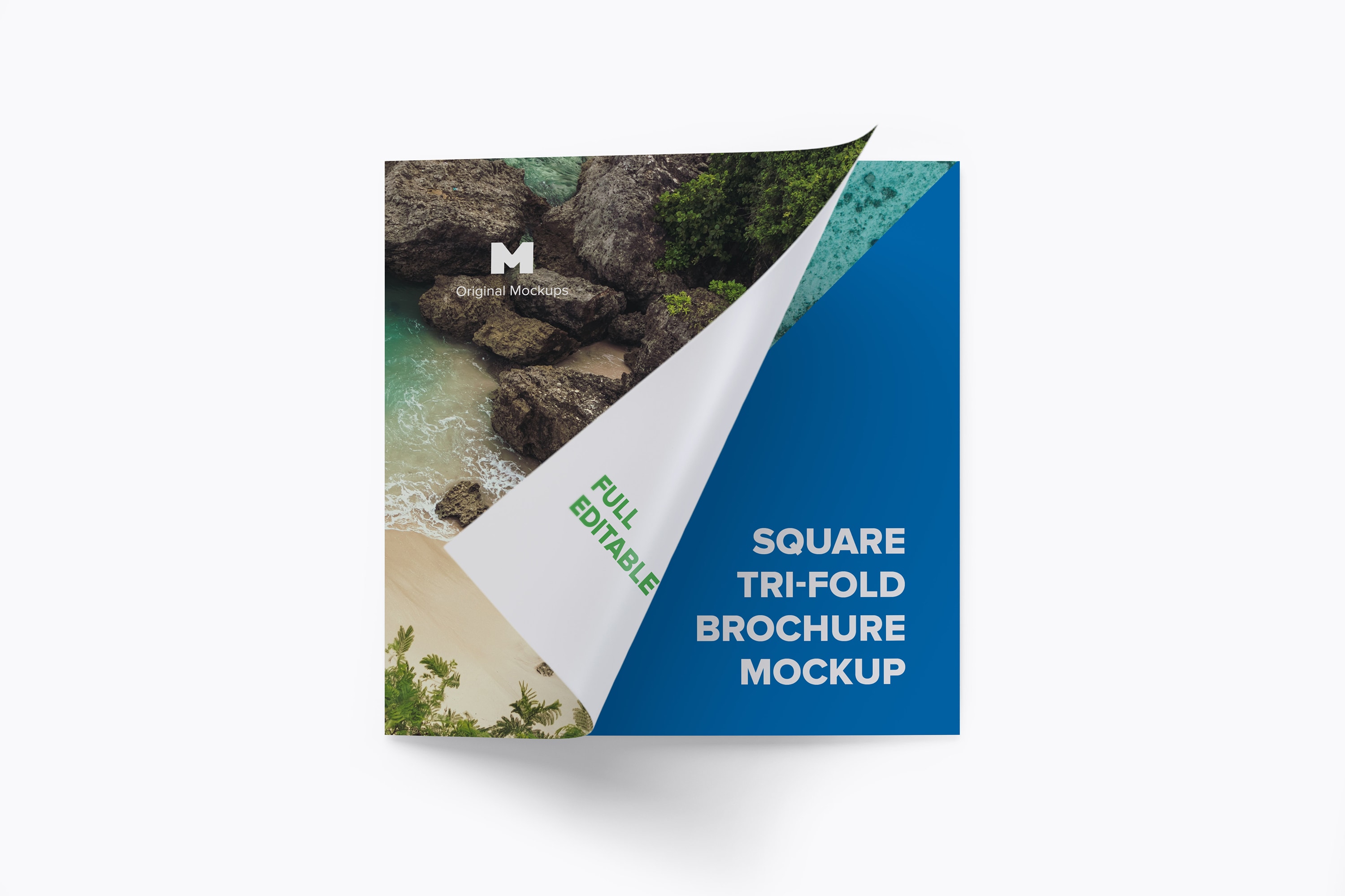 方形三折页宣传传单设计图样机03 Square Tri-Fold Brochure Mockup 03插图