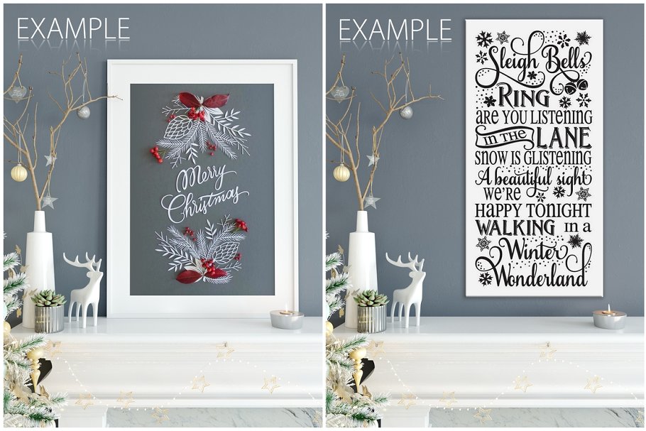 圣诞主题画框相框样机 Christmas Interiors Frame Mockup插图(6)