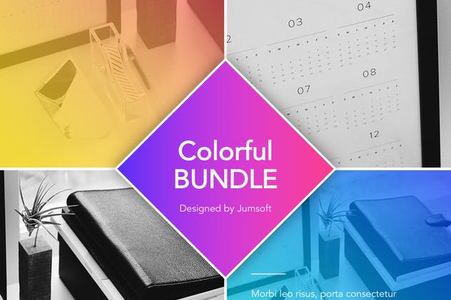 多彩渐变色Google Slides幻灯片设计模板 Colorful Bundle Google Slides插图(1)