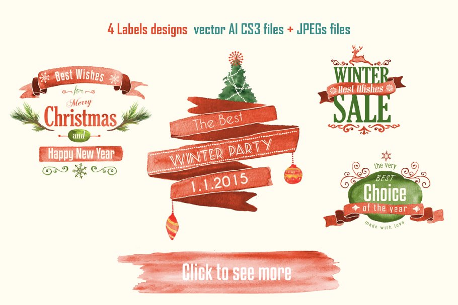 冬天季节性主题设计物料终极素材包 Watercolor Winter Design Pack插图(2)