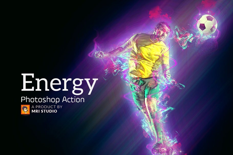 运动能量彩墨特效Photoshop动作 Energy  Photoshop Action插图(1)
