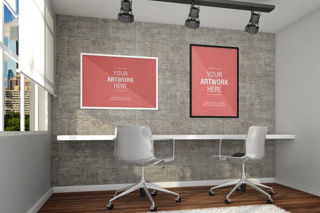 企业文化宣传企业办公场所画框样机 Design Office MockUp插图(4)