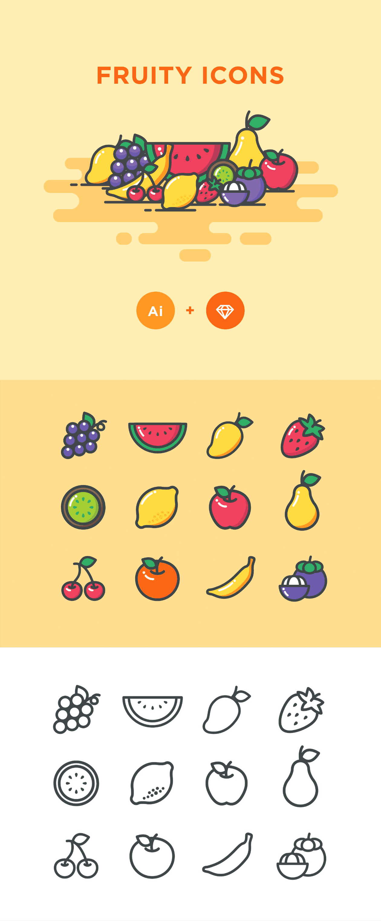 [免费]精美的水果系列图标套装下载[Ai+sketch]插图