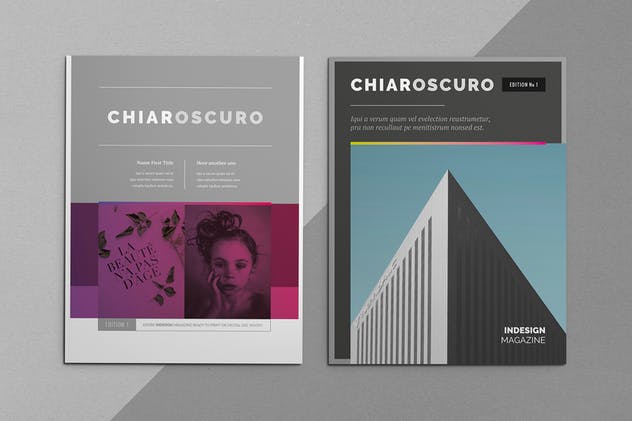 明暗对照法设计风格杂志模板 Chiaroscuro Magazine Template插图(1)