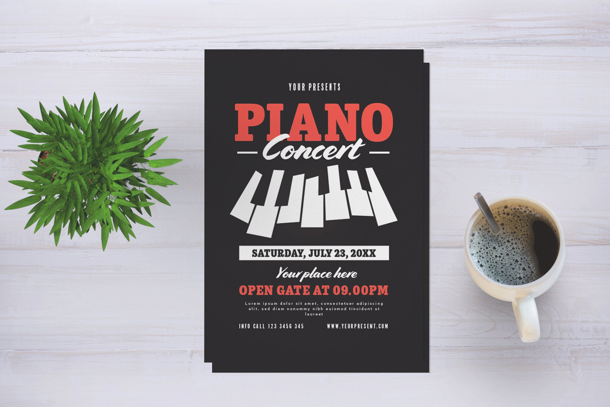钢琴音乐会活动宣传海报传单设计模板 Piano Concert Flyer插图