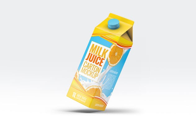 4种牛奶/果汁盒包装设计样机套装 4 Types Milk / Juice Cartons Bundle Mock-Up插图(11)
