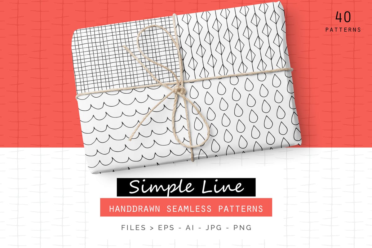 简约手绘线条包装设计印花素材 Simple Line Handdrawn Patterns插图