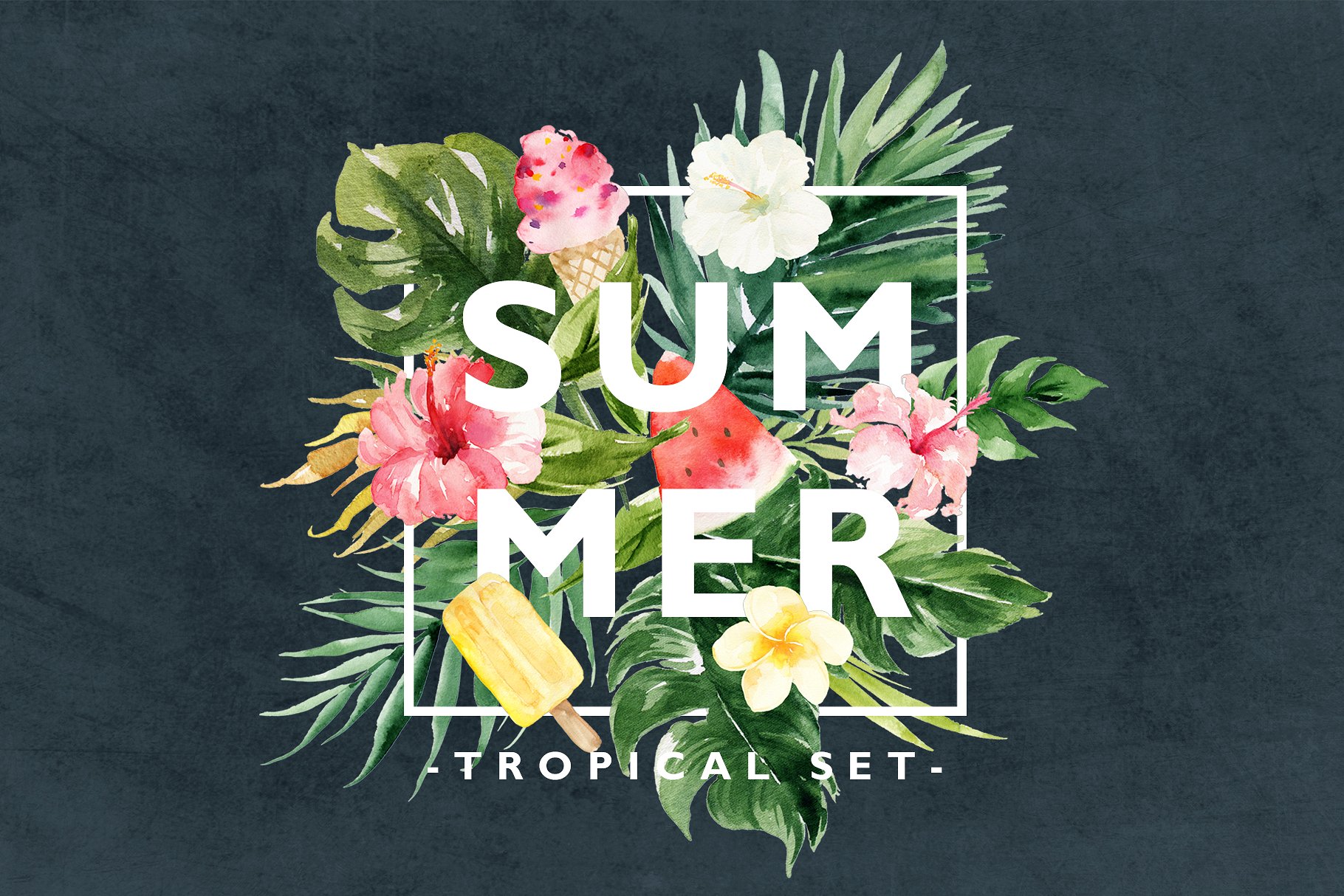 热带夏季手绘设计元素 Summer Design Set-Tropical插图(5)