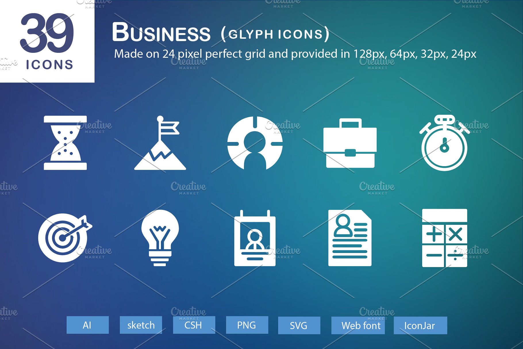 39个企业商务主题业务符号图标 39 Business Glyph Icons插图