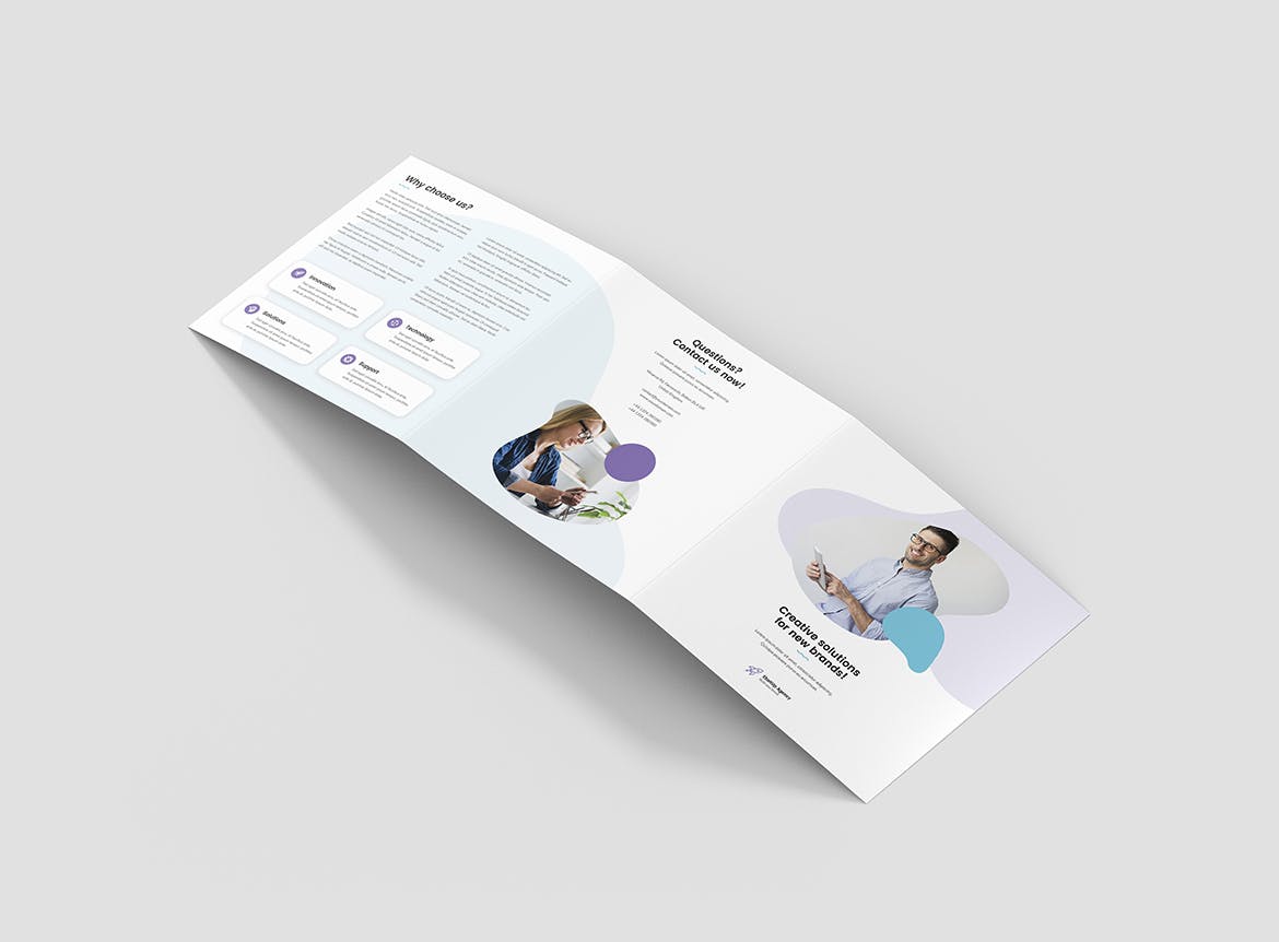 方形三折页企业/机构/组织宣传册设计模板 Brochure – StartUp Agency Tri-Fold Square插图(2)
