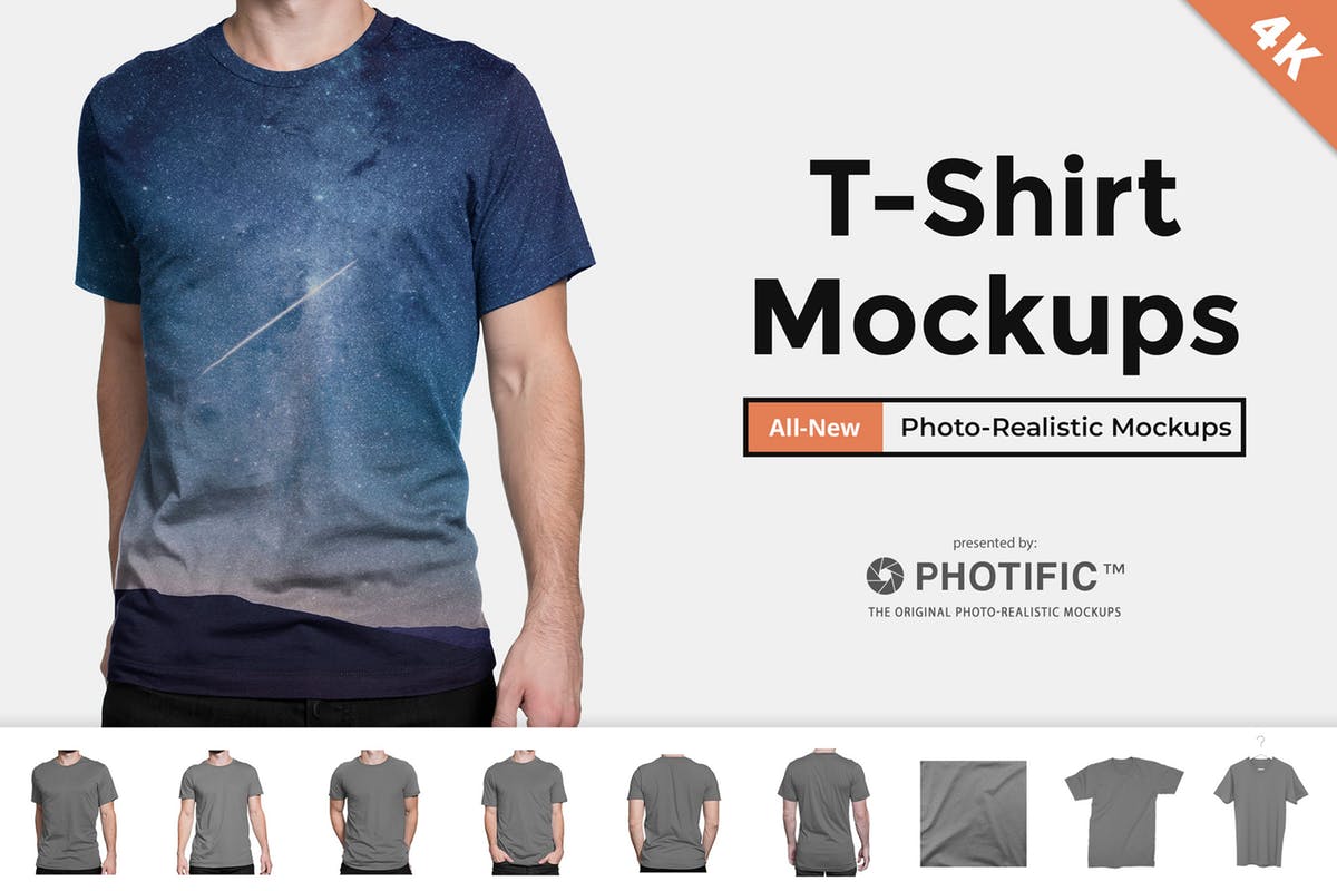 男模特T恤上身效果样机模板 Men’s T-Shirt Fit Mockups插图