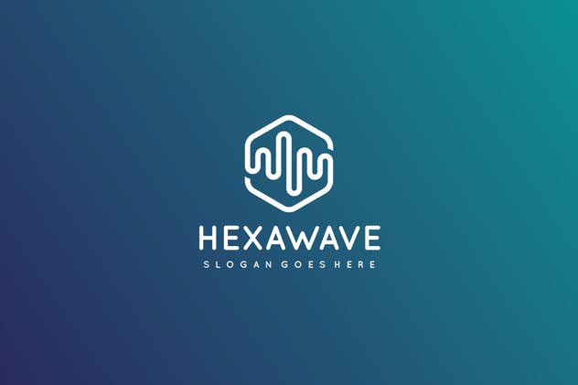 六边形蓝色波浪品牌Logo设计素材 Hexagon Wave Logo插图(1)