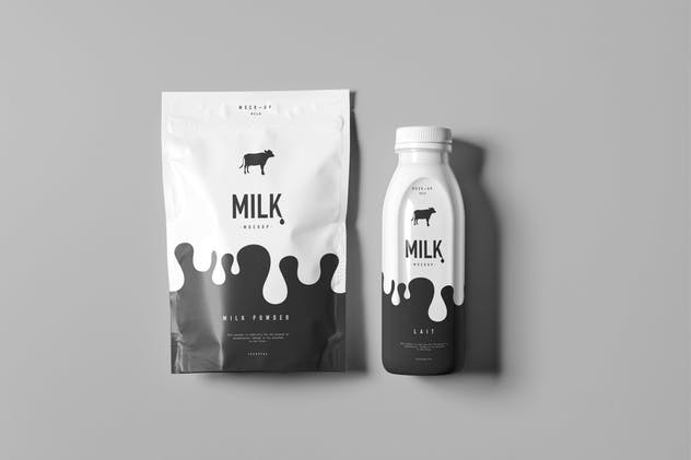 牛奶饮料奶制品包装样机模板 Milk Mock-up插图(6)