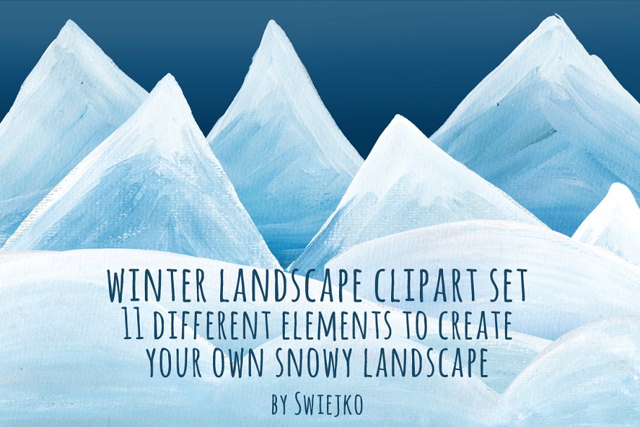 圣诞手绘水粉雪景-剪贴画  Snowy Landscape – clipart插图