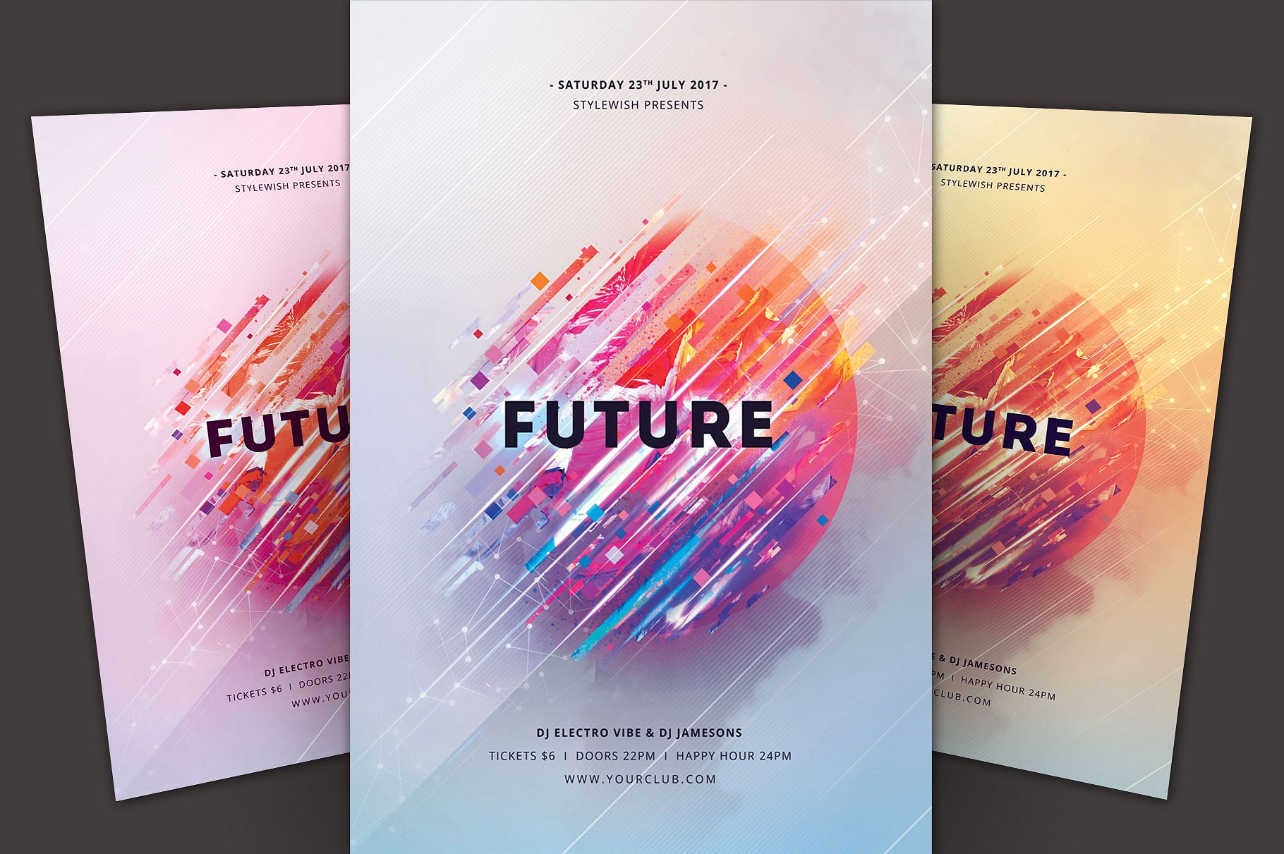 未来音乐印象海报设计模板 Future Flyer Template插图