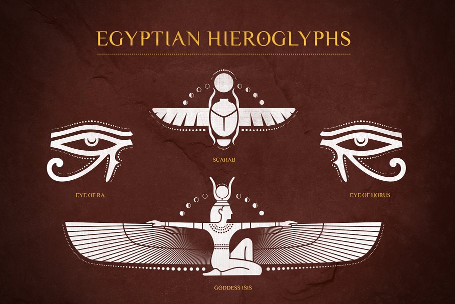 埃及象形文字矢量集 Egyptian Hieroglyphs Vector Set插图(1)