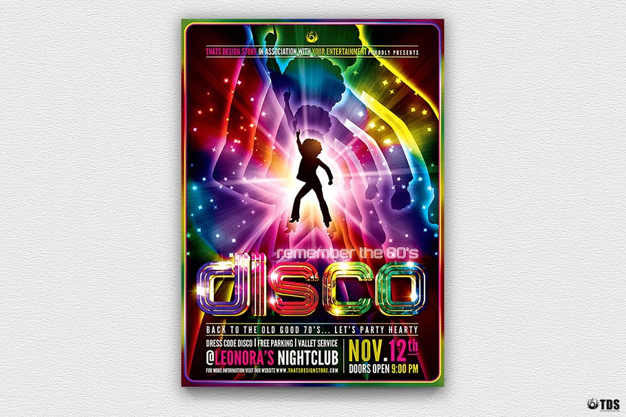 迪斯科传统舞会活动传单PSD模板 Remember Disco Flyer PSD插图(1)