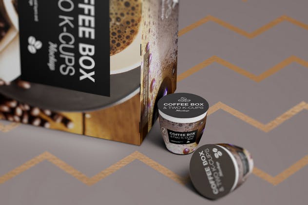 高品质的时尚咖啡杯/咖啡盒样机 2 K-Cups-Coffee Box Mockup插图(13)