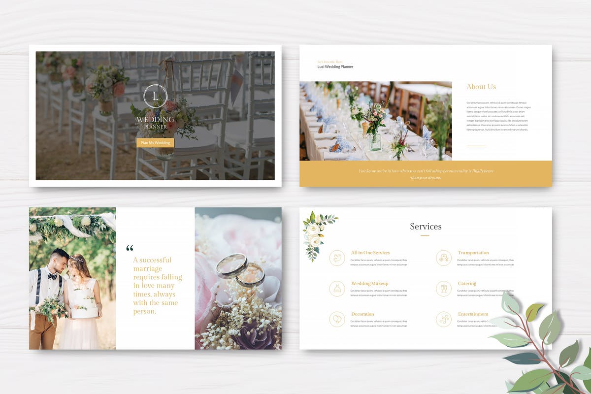 婚礼策划服务品牌Google Slides幻灯片模板 Luci – Wedding Planner Google Slides插图