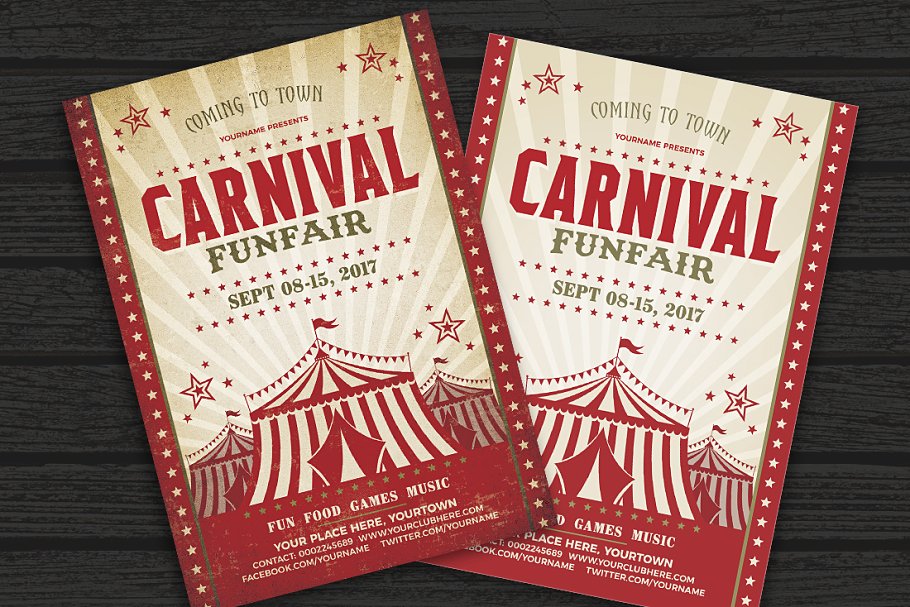 嘉年华&游乐园活动宣传海报传单设计模板 Carnival & Fun Fair Flyer Poster插图(1)