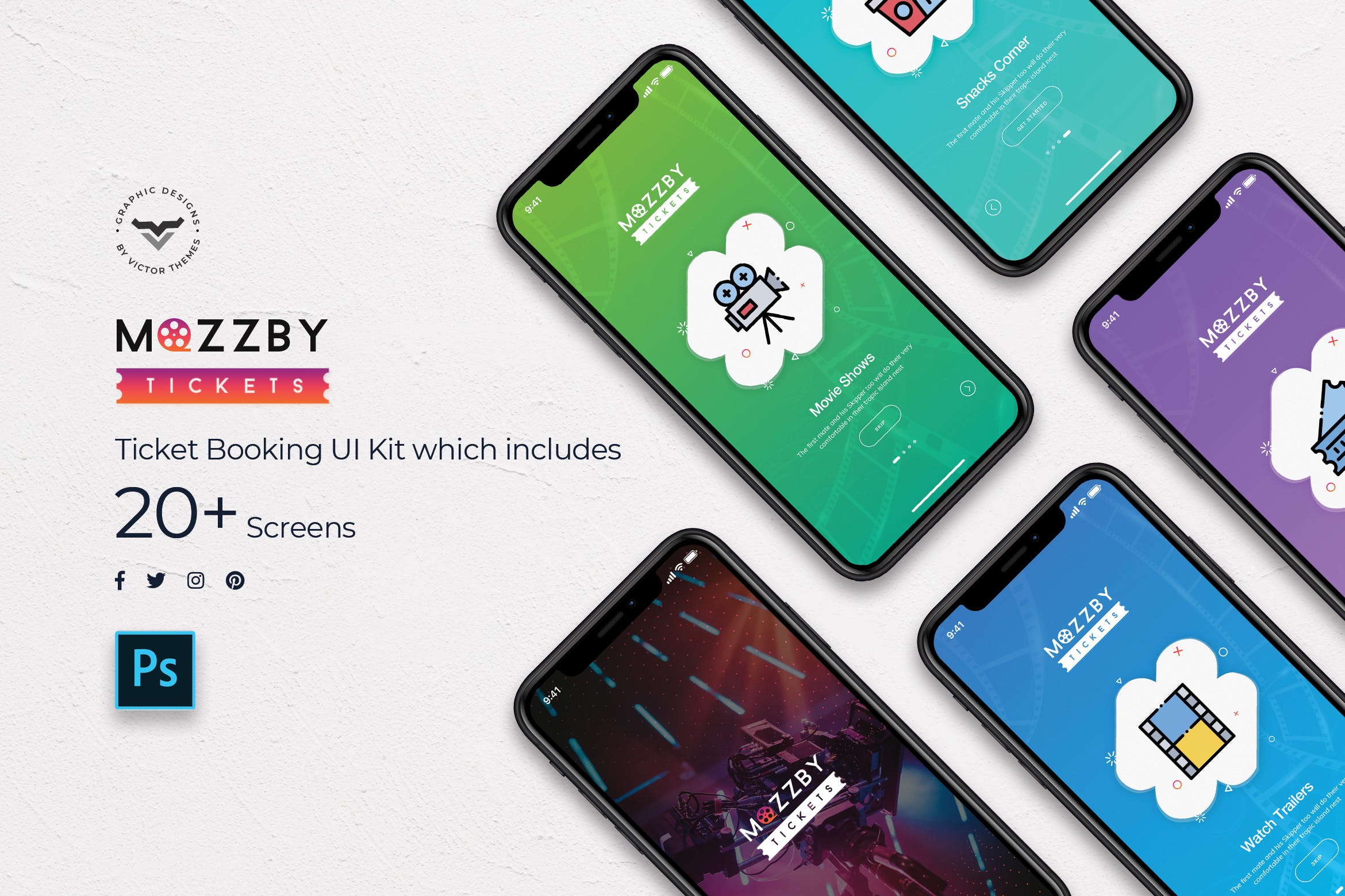 电影订票选座APP应用UI设计套件 Mozzby Mobile App UI Kit插图