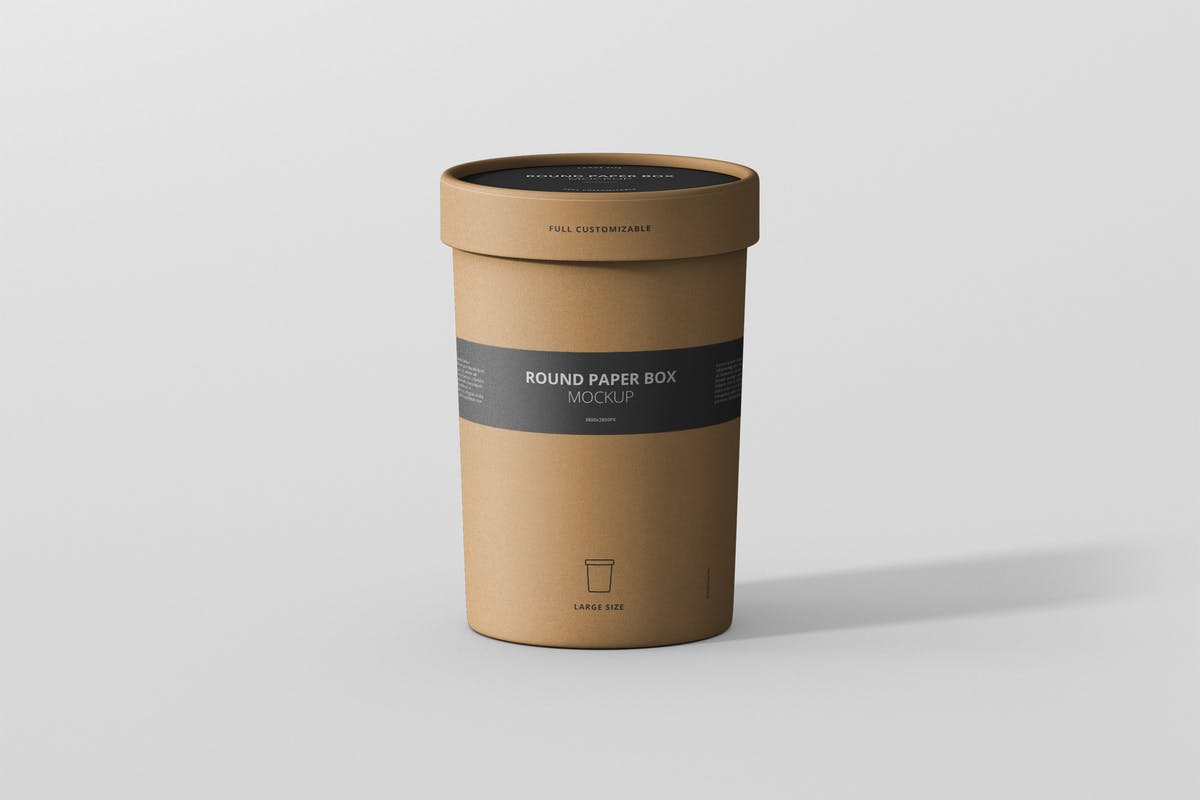 茶叶/咖啡大纸筒包装样机模板 Paper Box Mockup Round – Large Size插图