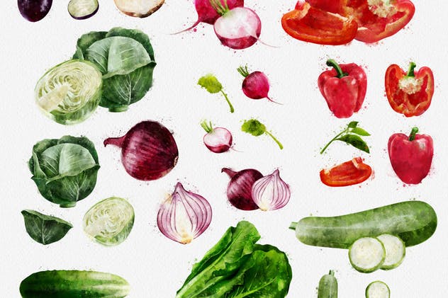 水彩水果&蔬菜插画合集 Watercolor Fruits And Vegetables插图(7)