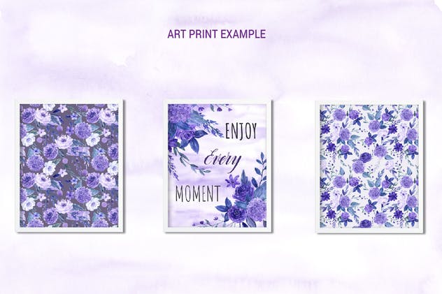 紫罗兰水彩纹理/图案合集 Watercolor Ultra Violet Collection插图(7)