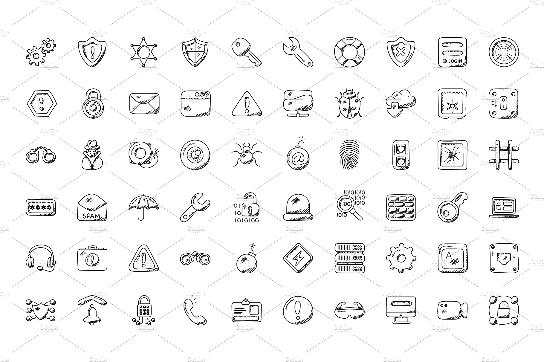 100个创造性的安全涂鸦图标 100 Security Doodle Icons插图(1)