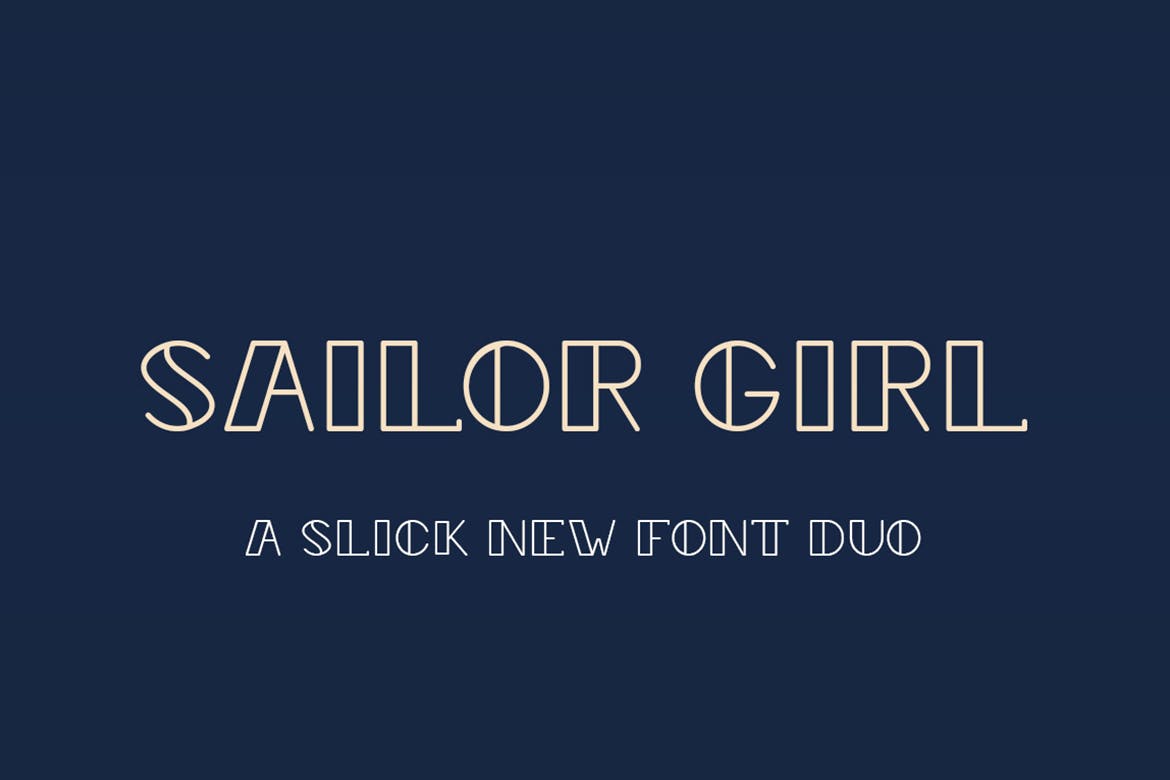 复古航海主题创意设计英文无衬线字体 Sailor Girl Font Duo插图