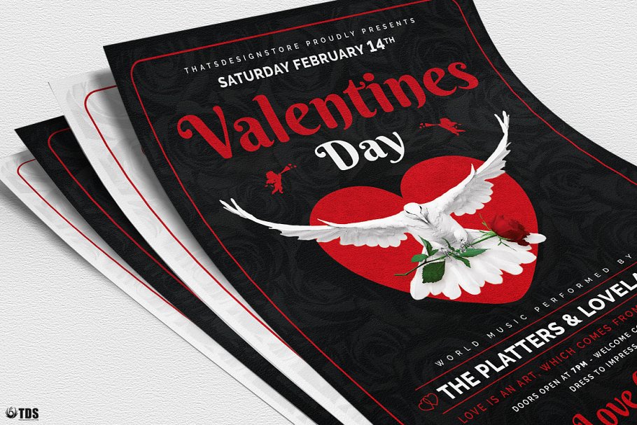 情人节主题传单PSD模板v13 Valentines Day Flyer PSD V13插图(4)
