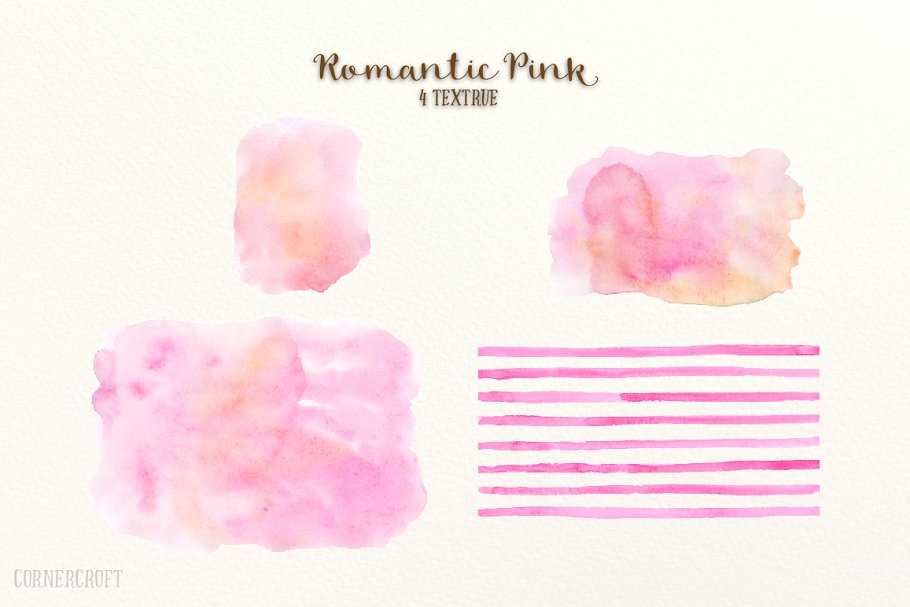 浪漫粉色水彩设计套装 Design Kit Romantic Pink Watercolor插图(6)