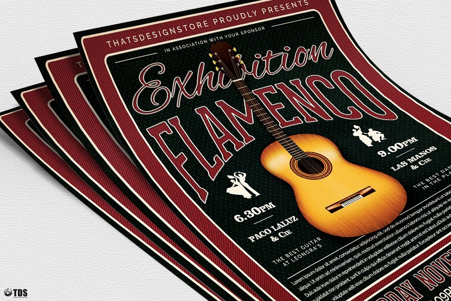 弗拉门戈吉他演奏会海报宣传PSD模板V5 Flamenco Flyer PSD V5插图(4)